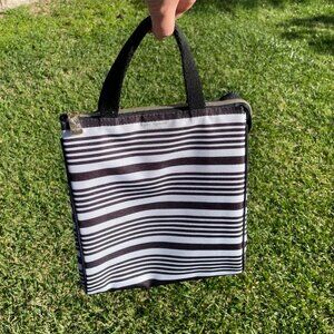 Kate Spade black and white striped lunch bag